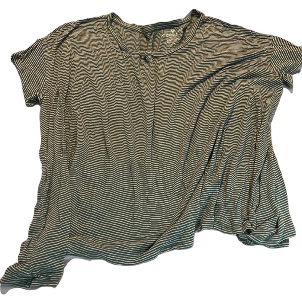 American Eagle Oversized & Flowy Buttery Soft Striped Short Sleeve Shirt